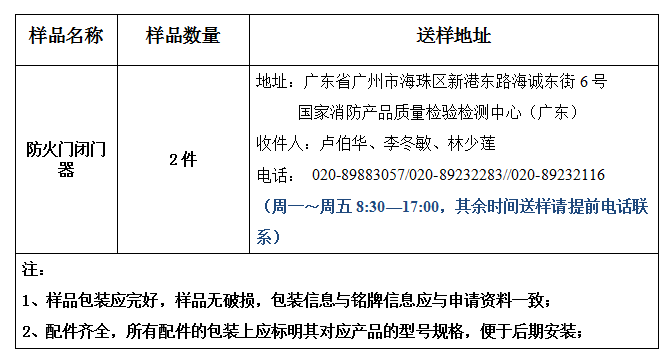 防火門閉門器產品認證型式試驗業(yè)務辦理指南(廣東所)