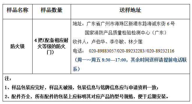 防火鎖產品認證型式試驗業務辦理指南(廣東所)